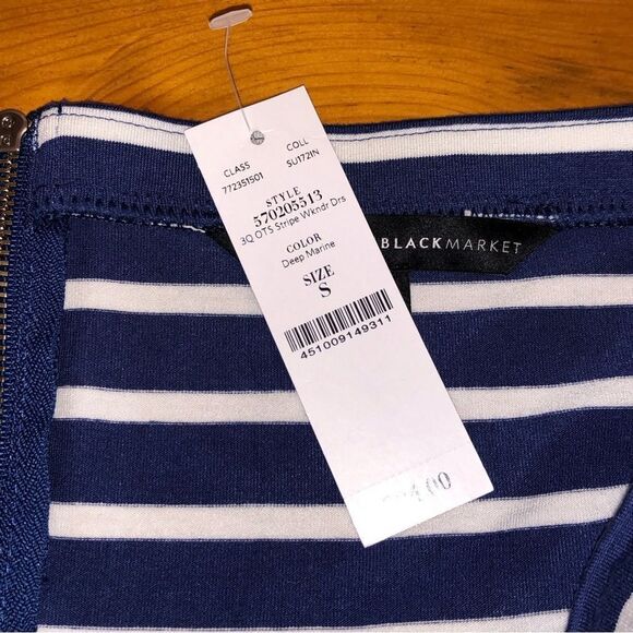 White House Black Market Off The Shoulder Stripped Sneaker Dress - Picture 8 of 16